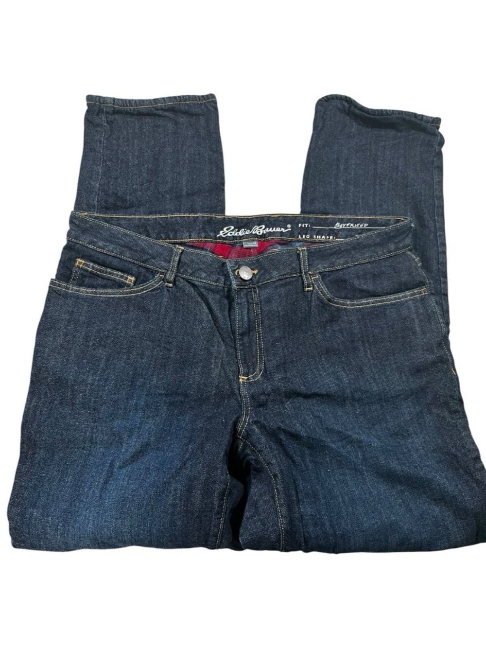Eddie Bauer Boyfriend Flannel lined jeans Women's size 14